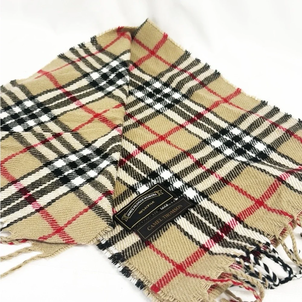 JAMES PRINGLE WEAVERS Scarf “Camel Thomson” With Fringe Size 11”x53”